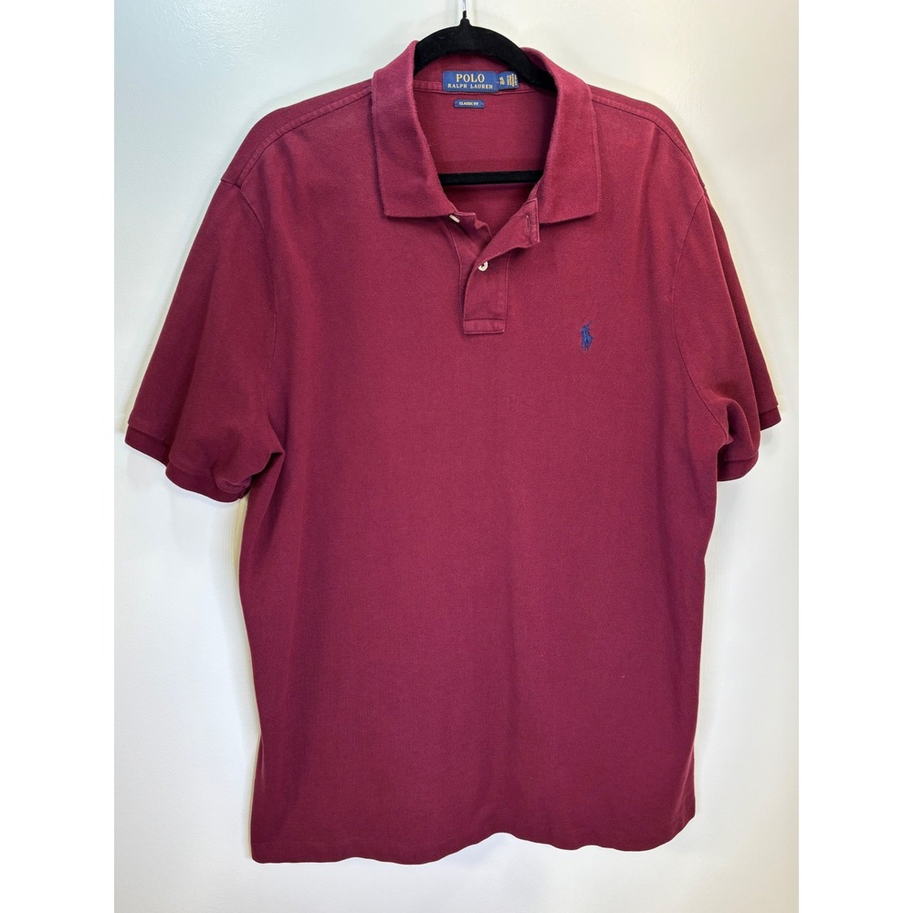 Polo Ralph Lauren Mens XL Classic Fit Burgundy Maroon Short Sleeve Polo Shirt